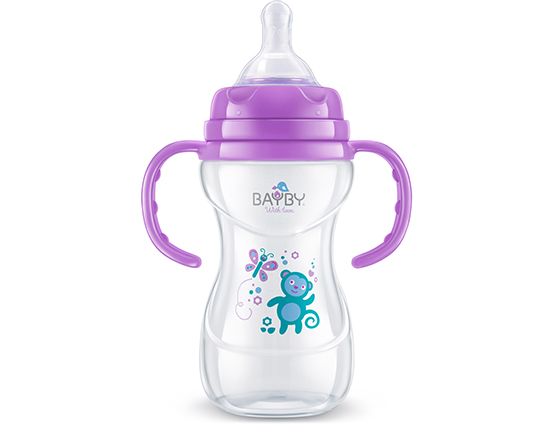 BFB 6107 Wide neck PP feeding bottle<br />with handle 240ml 6m+
